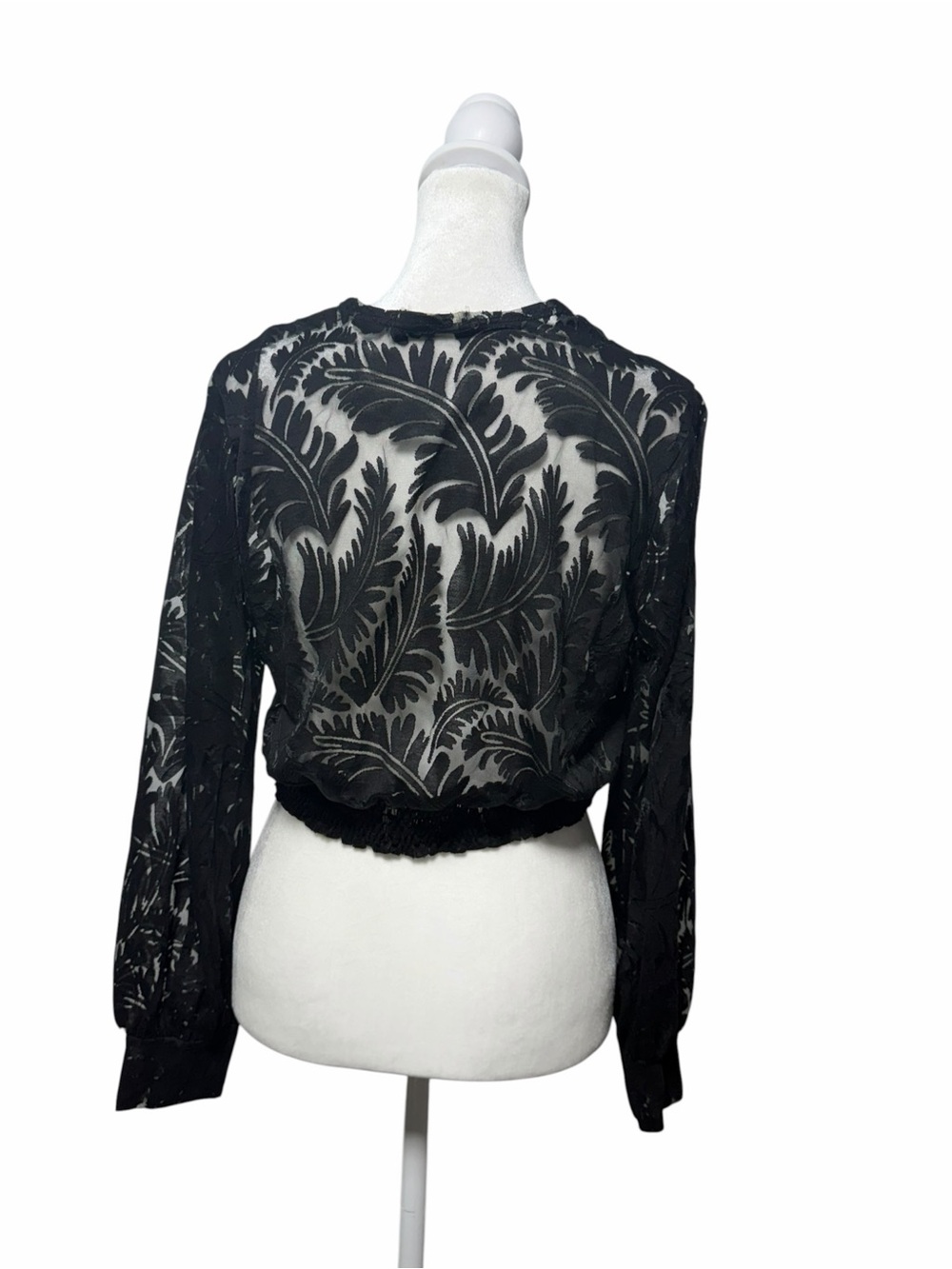 Amber Skies Black Sheer Lace Bolero Cardigan Coverup Tie Front L - Picture 2 of 6